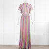 Missoni Collection Pale Pink Green Yellow Metallic Stripe Maxi Dress
