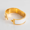 Hermes White Gold Logo Clic Clac Bracelet Cuff