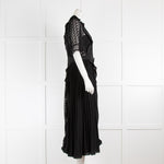 Self Portrait Black Broderie Anglaise Dress with Pleated Skirt