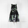 Dolce & Gabbana Black Green Floral Lace Fit And Flare Dress
