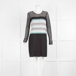 Missoni Black Patterned Knit Dress with Crochet Top