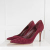 Gianvito Rossi Burgundy Suede Pointed Court Shoe