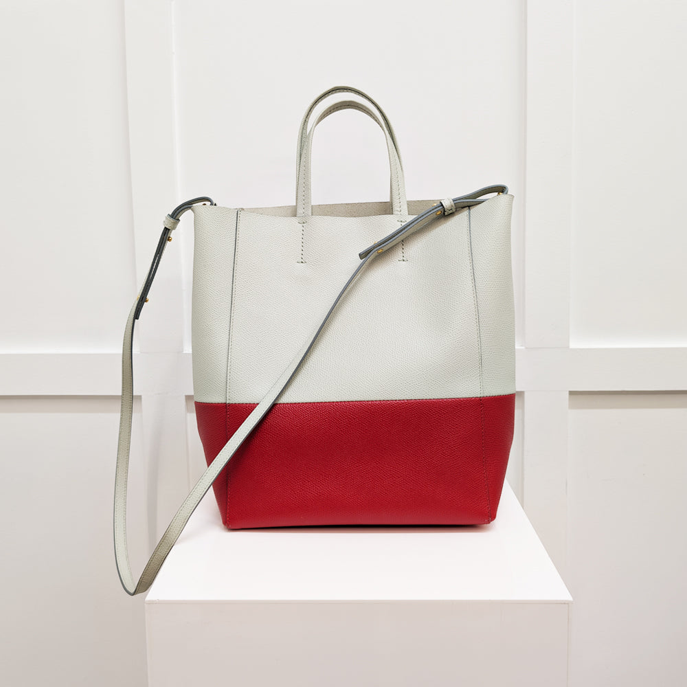 Celine Grey and Red Vertical Bi Cabas Tote