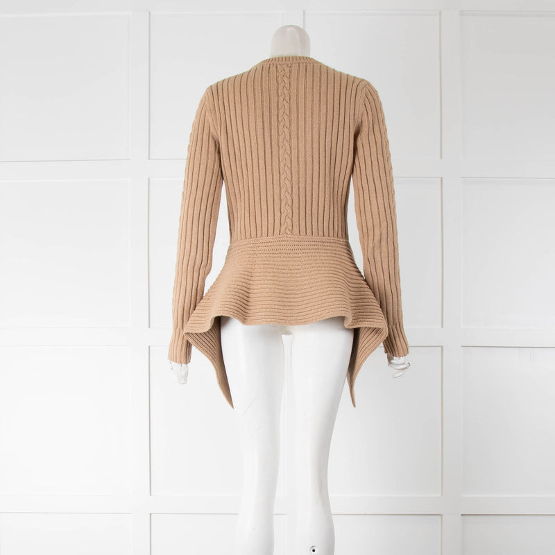 Alexander McQueen Camel Cable Knit Asymetric  Jumper