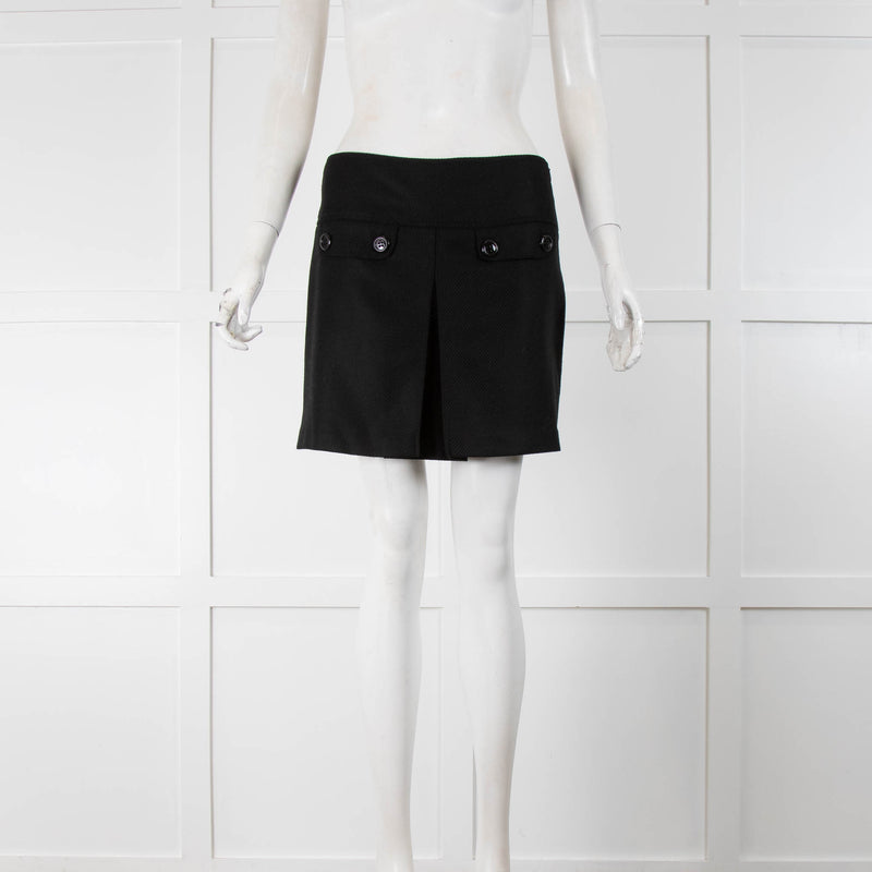 Burberry Twill Button Front Mini Skirt