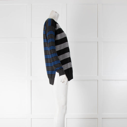 Stella McCartney Black, Grey & Blue Striped Wool and Silk Jumper