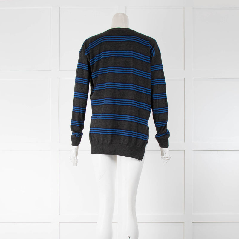 Stella McCartney Black, Grey & Blue Striped Wool and Silk Jumper