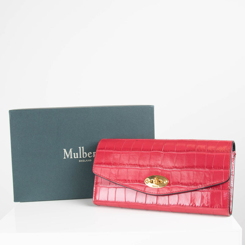 Mulberry Red Darley Embossed Leather Wallet