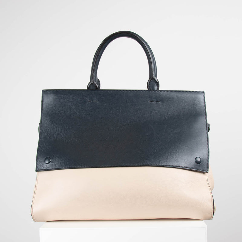 Victoria Beckham Cream and Navy Leather Handbag
