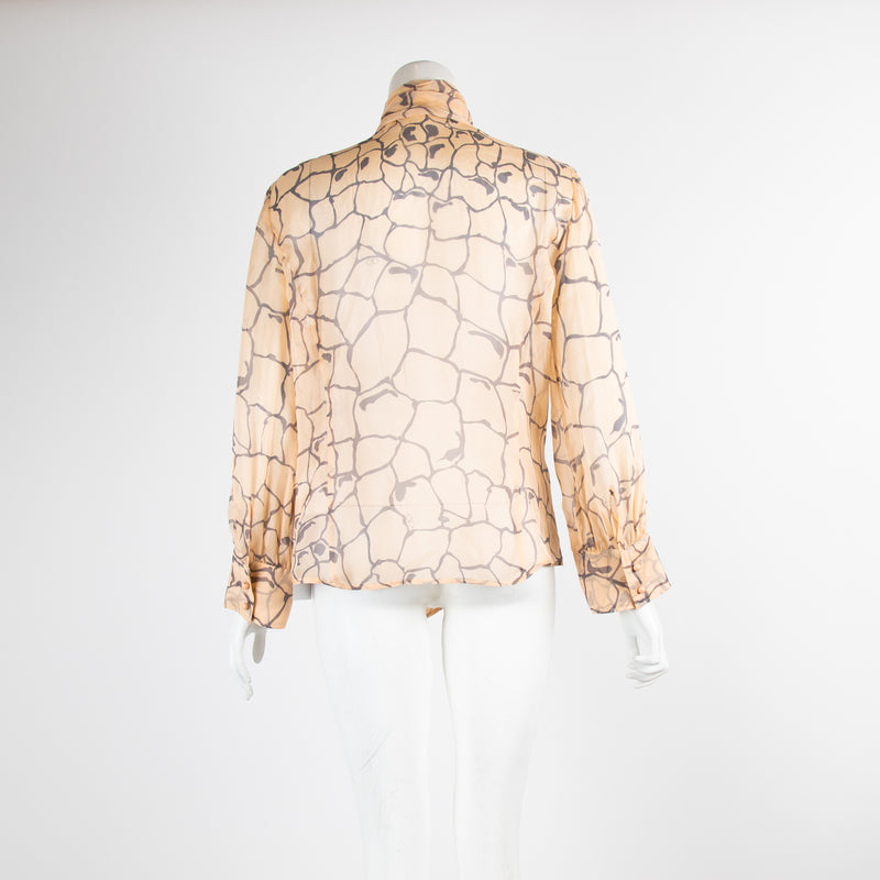 Valentino Neutral Patterned Silk Blouse
