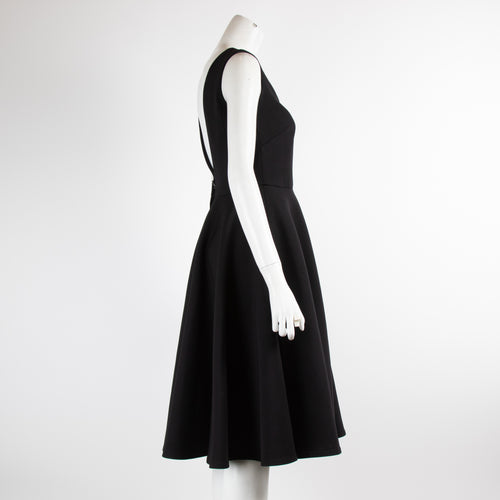Dolce Gabbana Black Wool Fit Flare Sleeveless Dress