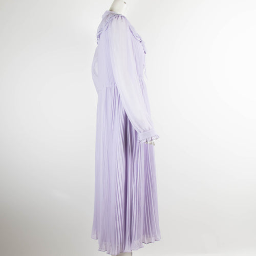 Self Portrait Lilac Pleated Maxi Dress With Belt