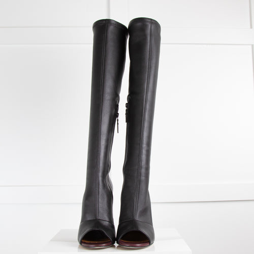 Victoria Beckham Black Leather Opaz Knee Boot