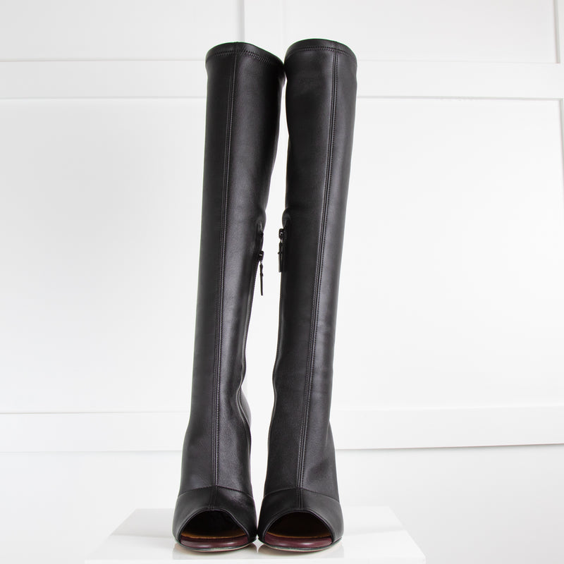 Victoria Beckham Black Leather Opaz Knee Boot