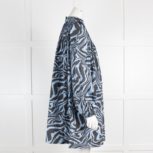 Ganni Blue Animal Print Mini Dress