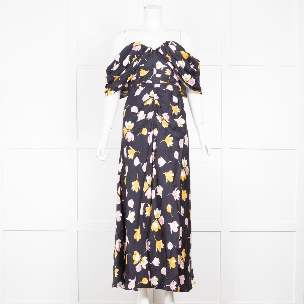 self portrait off shoulder floral printed dress Self Portrait Black and Pink Floral Maxi Dress – Phoenix Style