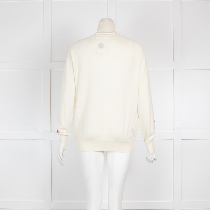 Victoria Victoria Beckham Cream Knit Jumper with Red Embroidery