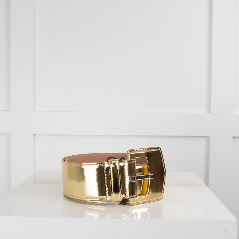 Alaia Gold Wide Leather Belt