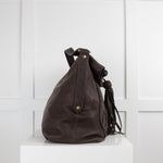 Mulberry Brown Leather Tasseled Hobo Bag