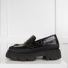 Ganni Black Patent Mock Croc Chunky Loafers