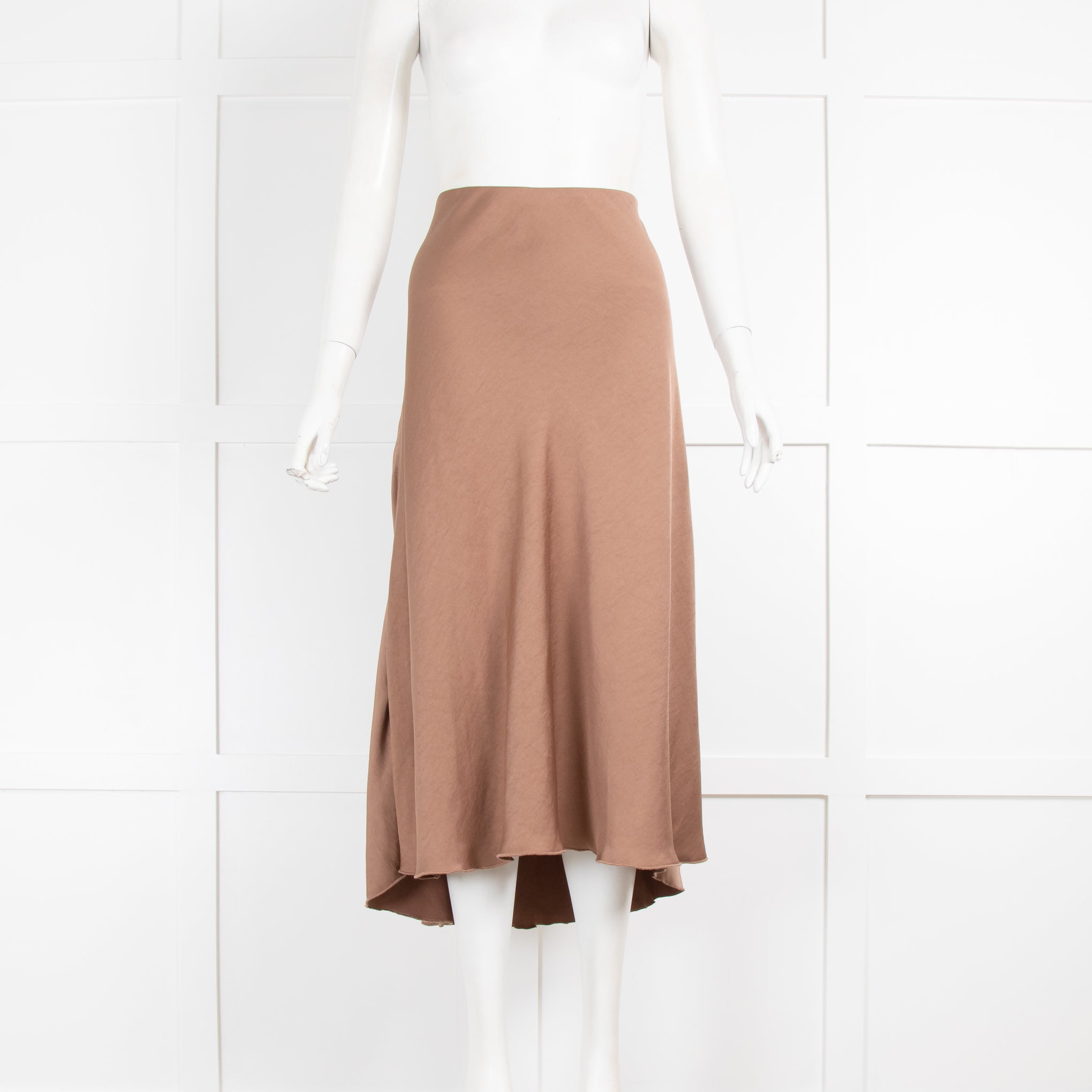 Mocha Solid A-Line Slit Skirt main image 1
