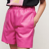 Jakke Harlow Bright Pink Faux Leather Shorts