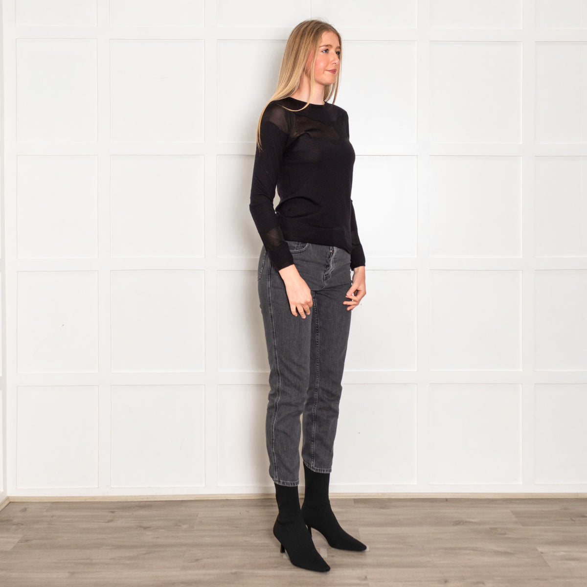 Christian Dior Black Cashmere Silk Net Detail Fine Knit Jumper