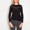 Christian Dior Black Cashmere Silk Net Detail Fine Knit Jumper