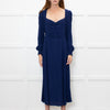 Reformation Blue Maxi Dress With Gathered Long Sleeves