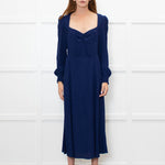 Reformation Blue Maxi Dress With Gathered Long Sleeves