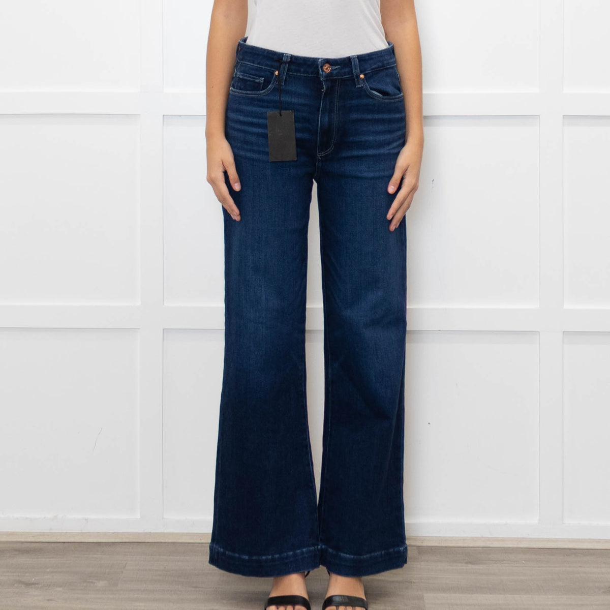 Paige Dark Blue Leenah Wide Leg Jeans