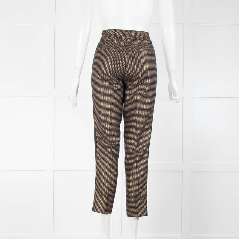 ME+EM Black And Gold Lurex Trousers With Black Side Panels