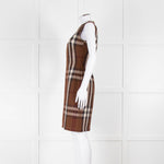 Burberry Brown Logo Wool Sleeveless Shift Dress