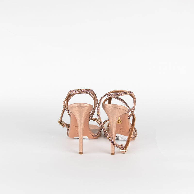 Aquazzura Rose Pink Glitter Heeled Sandals