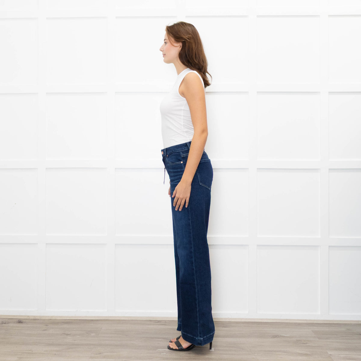 Paige Dark Blue Leenah Wide Leg Jeans
