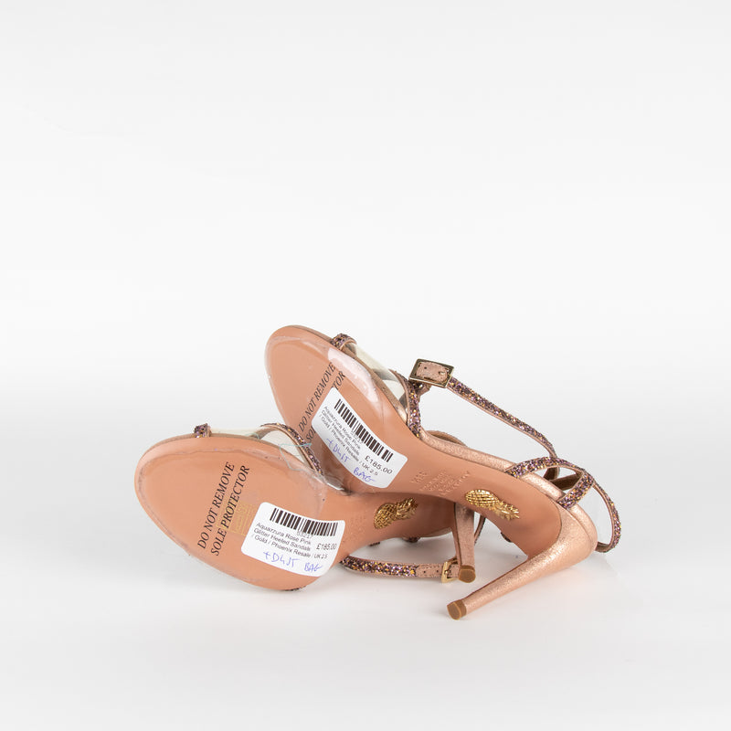 Aquazzura Rose Pink Glitter Heeled Sandals