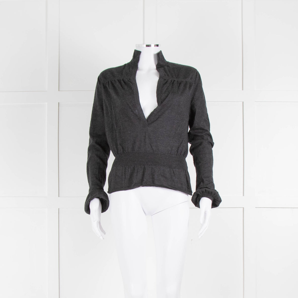 Pringle of Scotland Grey Cashmere Detailed Top