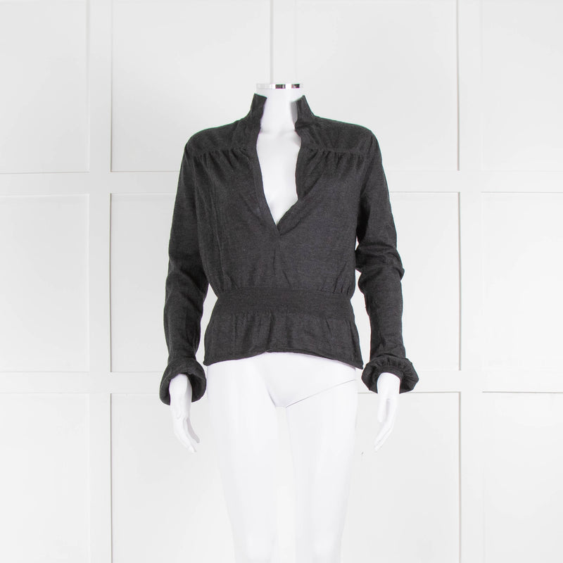 Pringle of Scotland Grey Cashmere Detailed Top