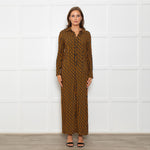 Jucca Navy Orange Geometric Link Printed Collared Playsuit