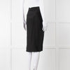 Yves Saint Laurent Black Silk Frill Detail Pencil Skirt