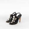 Chanel Black Faux Pearl Embellished Slingback Sandals