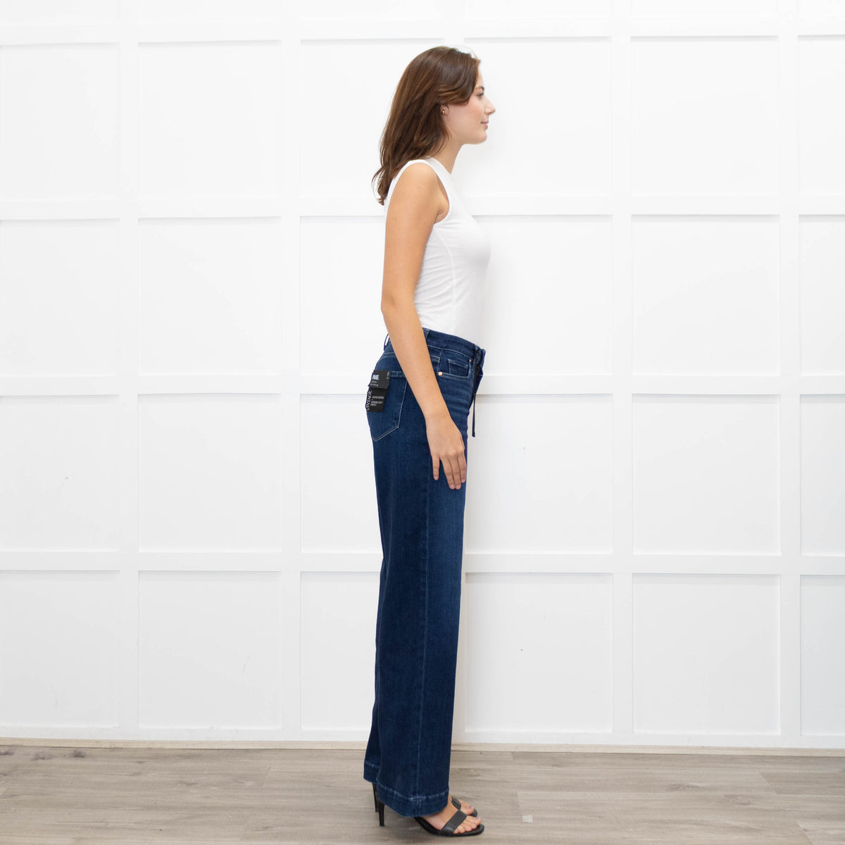 Paige Dark Blue Leenah Wide Leg Jeans