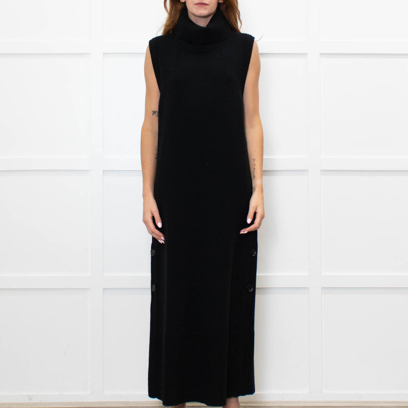 Me + Em Black Knitted Midi Dress with Detachable Neck