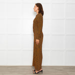 Jucca Navy Orange Geometric Link Printed Collared Playsuit