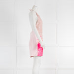 David Koma Neon Pink Gradient Paillettes Front Embellished Mini Dress