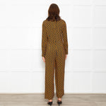 Jucca Navy Orange Geometric Link Printed Collared Playsuit