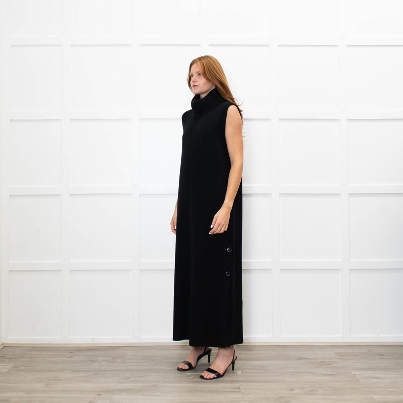 Me + Em Black Knitted Midi Dress with Detachable Neck