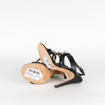 Chanel Black Faux Pearl Embellished Slingback Sandals