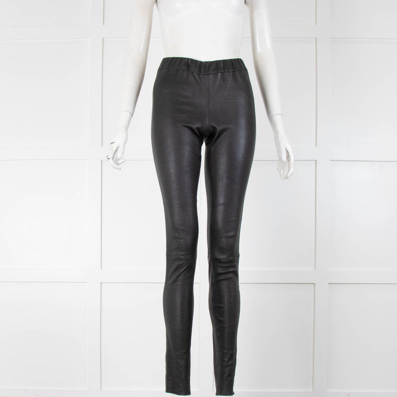 Max & Moi Paris Black Lambskin Leggings