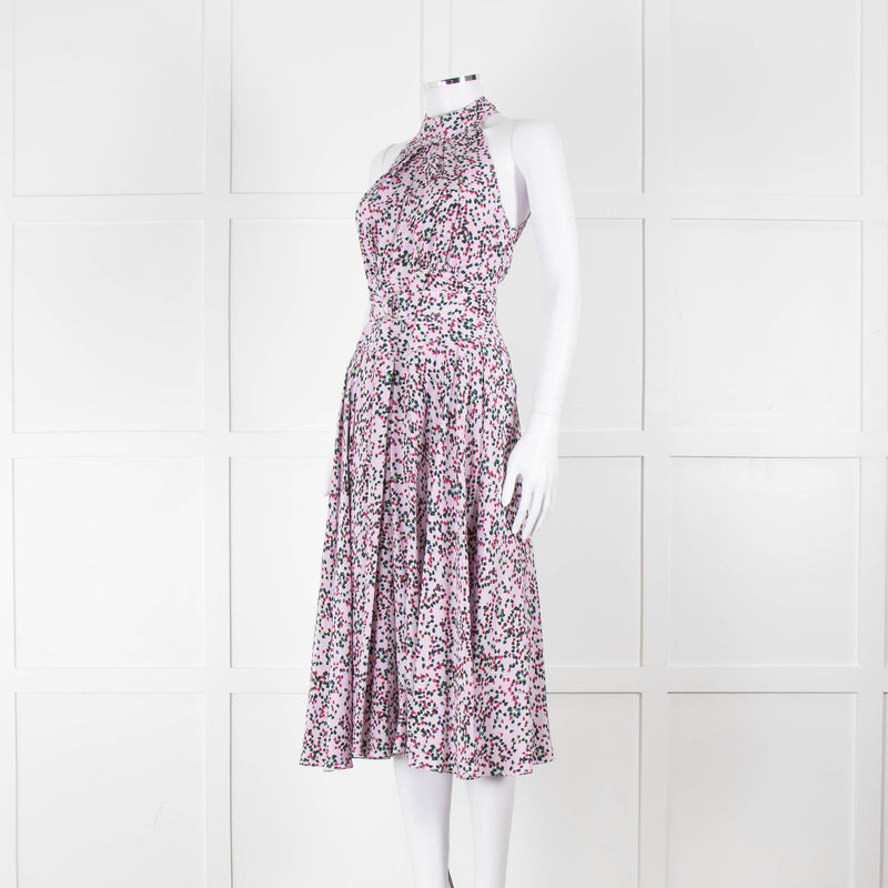 Diane Von Furstenberg Lilac Halterneck Midi Dress with Belt
